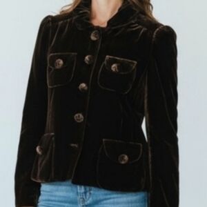 Marc By Marc Jacobs Chocolate Brown Velvet Blazwr Jacket Size 10